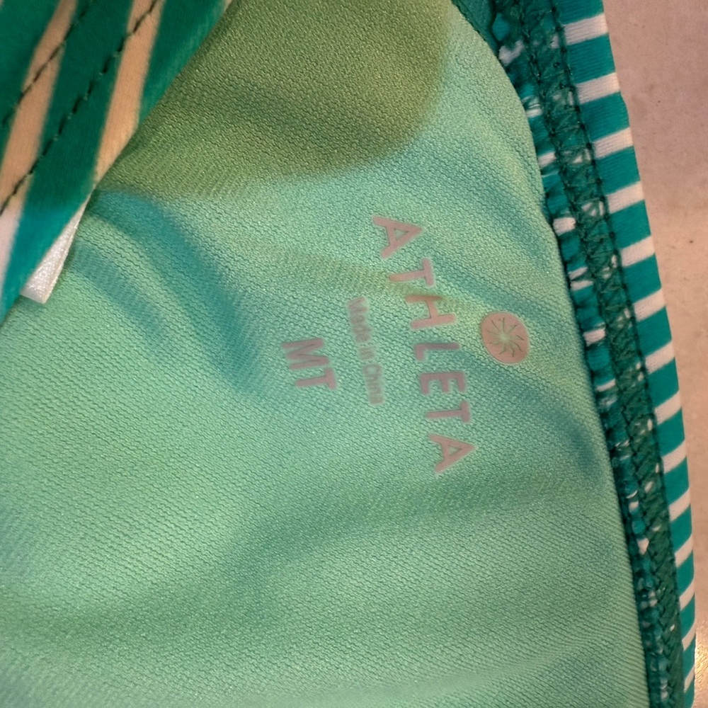 Athleta Teal Striped One Piece Swimsuit - Picture 2 of 4